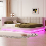 Apmu&scaron;tas sofa-lova, LED, USB, grotelės, 160x200 cm, 1 vnt