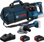 Bosch 18V bevielis ma&scaron;inų rinkinys 0615V0003C, 2x4Ah, 2 įrenginiai, &scaron;viesos jungiklis, akumuliatorius, įkroviklis, krep&scaron;ys