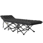 Sulankstoma turistinė kempingo lova su čiužiniu poliuretano 190x67 cm ergonomi&scaron;ka juoda