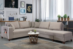 Kampinė sofa-lova Loft, &scaron;viesiai ruda