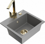 Mexen Milo granitinė virtuvinė plautuvė su mai&scaron;ytuvu Rita, pilka - 6505-71-670300-50, 435x410x171 mm