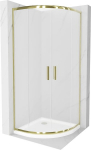 Pusapvalė du&scaron;o kabina Mexen Rio F su padėklu ir sifonu, matinė, Gold+White/Gold, 80 x 80 cm