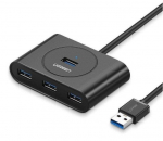 USB 3.2 &scaron;akotuvas 4x USB, 0.5 m, juodas