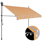 Rankinė i&scaron;traukiama markizė su LED vidaXL, geltona ir mėlyna, 300cm
