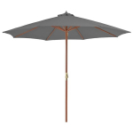 Lauko skėtis su mediniu stulpu vidaXL, 300 cm, antracito spalvos