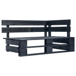 Kampinė sodo sofa i&scaron; palečių, juoda