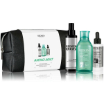 Plaukų priežiūros rinkinys Amino Mint valomasis &scaron;ampūnas 300 ml, pur&scaron;kiklis ploniems plaukams 125 ml, priemonė plaukų augimui skirta, 90 ml