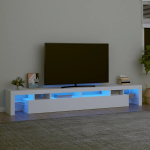 Televizoriaus spintelė su led ap&scaron;vietimu, balta, 260 x 36,5 x 40 cm