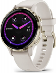 Garmin Venu&reg; 3S Soft Gold Stainless Steel Bezel with Ivory Case and Silicone Band