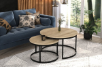 Kavos staliukų komplektas ADRK Furniture Okin, &scaron;viesiai rudas/juodas