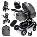Vaiki&scaron;kas universalus vežimėlis ir automobilinė kėdutė 3 in 1 Florida, komplektas, Grey/Silver