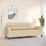Trivietė sofa, kreminės spalvos, 180cm, mikropluo&scaron;to audinys