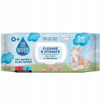 Drėgnos servetėlės kūdikiams Go Wipes Baby Cleanse&Hydrate, 50 vnt