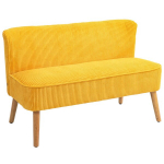 Dvivietė sofa, eleganti&scaron;kas skandinavi&scaron;kas dizainas, masyvi medinė rėmo konstrukcija, iki 150 kg, 117 x 56,5 x 77 cm, geltona spalva, Geltona