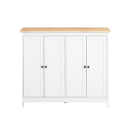 "SoBuy" Virtuvės sala su i&scaron;skleidžiamu stalvir&scaron;iu Virtuvės komoda su ratukais Balta 107x76x92 cm KNL10-WN