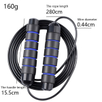 Jumping ropes,Weighted Jump Rope, Foam Handle Corded Fit Fat Burning Aerobic Endurance Training for Men Women Kid,blue black-160g