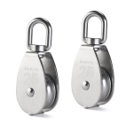 Hand Tools,25MM 304 Stainless Steel Pulley M25 400kg Lifting Pulley Single Pulley Swivel Hook Pulley - Silver (2 Pieces),