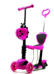 Triratis paspirtukas su stūmimo rankena Scooter 5in1, rožinis