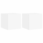 Sieninės TV spintelė，TV staliukas，Televizoriaus spintelės su LED, 2vnt., baltos, 30,5x35x30cm CFE68133