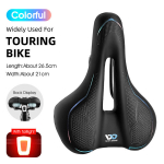 (-B Spalvingas galinis žibintas) WEST BIKING dviračio balnas MTB kalnų plento dviračio sėdynė PU odos užpildyta dviračių pagalvėlė Patogus smūgiams atsparus dviračio balnas, (-B spalvingas galinis žibintas)