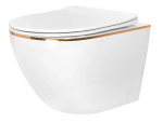 Pakabinamas klozetas Rea Carlo Mini Tornado/Dur/Flat/Zm White Gold