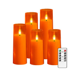 Elektroninės žvakės rinkinys su pulteliu,  Oranžinė-gylis 2,3 &times; auk&scaron;tis 12,7 cm12,7 cm15,24 cm17,78 cm20,32 cm