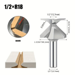 JGZUI integruotas lenkimo įrankis 6mm kotu frezoms., 1/2XR18 Turi siūlę