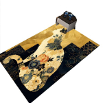 Vintažinis gėlių ra&scaron;to katės formos kilimas, neslystantis,  60 cm x 90 cm / 23,62 colio x 35,43 colio