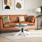 Kavos staliuko koja, voro formos, balta, 98x58x(42-43) cm, plienas, Balta