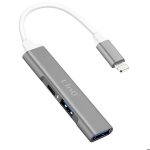 Lightning adapter į 2 USB prievadus ir 1 Lightning prievadą - LinQ - Juodas