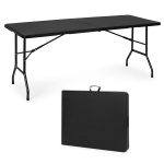 Maitinimo stalas 180 cm, sulankstomas į lagaminą, juodas ModernHome