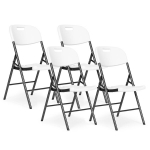 4 sulankstomų kėdžių komplektas, maitinimo komplektas, metalinis HDPE, baltas ModernHome
