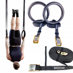 Gimnastikos žiedai fitness pratimams Moose diržai plastikiniai ratai