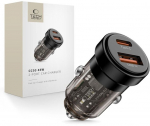 Automobilinis įkroviklis USB-A / USB-C juodas 45W CC03