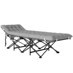 Outsunny Sulankstoma stovyklavimo lova su čiužiniu, pagalve ir &scaron;onine ki&scaron;ene, 190 x 65 x 37 cm, sulankstomas gultas suaugusiems, svečių lova iki 150 kg, sulankstoma lova laukui, sodui, stovyklavimui, kelionėms, &scaron;viesiai pilka, &Scaron;viesiai pilka
