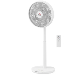 HOMCOM pastatomas ventiliatorius, tylus, su nuotolinio valdymo pultu, 12 greičio lygių, laikmatis, reguliuojamas pakreipimas ir svyravimas, miego režimai, baltas, Balta