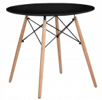 Apskritas stalas į svetainę virtuvę valgomąjį skandinavi&scaron;ko stiliaus 80 x 80 x 72 cm juodas