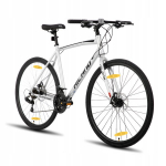 700c 21 pavarų Road Hybird dviratis, 53 cm aliuminio rėmas, dvigubi diskiniai stabdžiai, sidabrinis