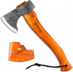 Nedfoss Hippo medinis kirvis, 33 cm auk&scaron;čio anglinio plieno i&scaron;gyvenimo kirvis su dėklu, a&scaron;trus bushcraft kirvukas, svoris 780 g, skaldymo kirvis, universalus kirvis, vikingų kirvis stovyklavimui ir sodininkystei