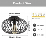 Yikege Licht juodas lubinis &scaron;viestuvas, industrinis vintažinis lubinis &scaron;viestuvas E27, koridoriaus lempa, retro laiptinės lempa, sietynas, metalinis apvalus gaubtas vonios kambariui, koridoriui, laiptinei, balkonui, virtuvei, miegamajam