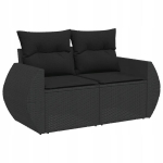 2 vietų sodo sofa, pagaminta i&scaron; Pe ratano, juoda, 142x62x69 cm