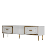 Hanah Home Arno laisvai pastatomas TV stovas, baltas/auksinis, 150 cm