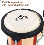 Eastrock Bongo būgnų komplektas, 4" ir 5" suaugusiems, pradedantiesiems, profesionalams, derinami mediniai ir metaliniai mu&scaron;amieji instrumentai su derinimo raktu