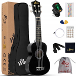 Sopraninis ukulele pradedančiųjų rinkinys, juodas