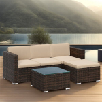 Patio Furniture Set, Terasinių baldų komplektas i&scaron; PE-poliratano, 60 x 173 x 66 cm, Ruda-Taupe, Patio m&ouml;&ouml;blikomplekt, PE-polyrattanist terrassim&ouml;&ouml;bel, 60 x 173 x 66 cm, pruun-taupi