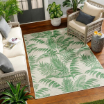 Livabliss mersin lauko kilimas, atsparus oro sąlygoms - vidaus ir lauko kilimas balkonui 160 x 213 cm, terasai, sodui, virtuvei - lauko kilimas boho stiliumi, kilimas naudojimui lauke - dramblio kaulo ir žalios spalvos