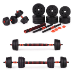 Reguliuojami hanteliai 2x 10kg &scaron;tangos komplektas 20kg strypas