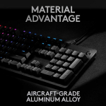 Logitech G512 mechaninė žaidimų klaviatūra, Gx-blue Clicky jungikliai, Lightsync Rgb ap&scaron;vietimas, Usb kilpa, aliuminio korpusas, programuojami F klavi&scaron;ai, Us Qwerty i&scaron;dėstymas, juoda