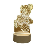 Elight ILU 3D Iliuzijos LED Naktinė Lempa su &scaron;irdies Teddy Bear &Scaron;ilta &Scaron;viesa (10x17cm) USB Maitinimas