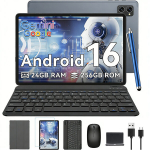 Plan&scaron;etinis kompiuteris KINGRID T20 su klaviatūra, pele, ra&scaron;ikliu ir apsauginiu dėklu 10.1" 24 GB + 256 GB - 2 TB SD, &bdquo;Android 15 5000 mAh WiFi 6&ldquo;